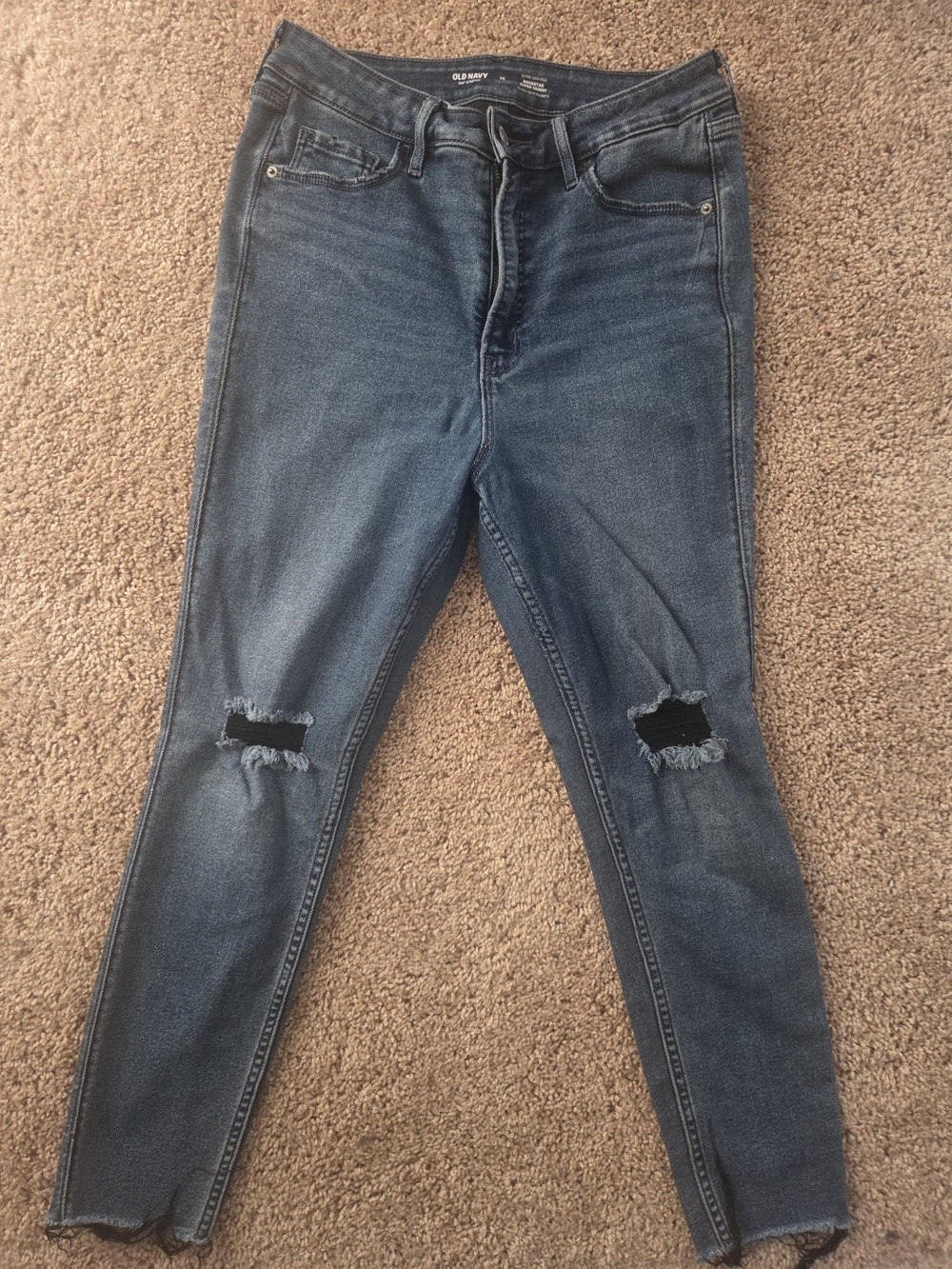 Old Navy Women's Medium Blue Ripped Skinny Jeans